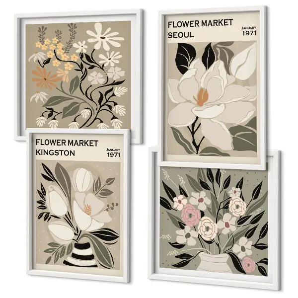 Retro Flowers from Cities Around the World wall art set