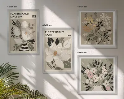 Retro Flowers from Cities Around the World wall art set