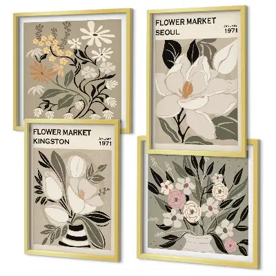 Retro Flowers from Cities Around the World wall art set