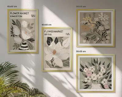 Retro Flowers from Cities Around the World wall art set