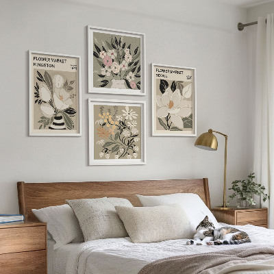 Wall art set Retro Flowers from Cities Around the World