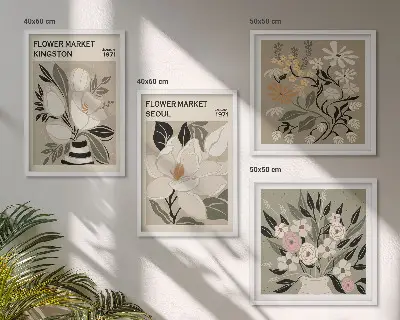 Retro Flowers from Cities Around the World wall art set