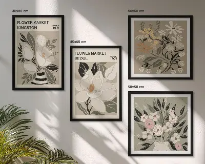 Retro Flowers from Cities Around the World wall art set