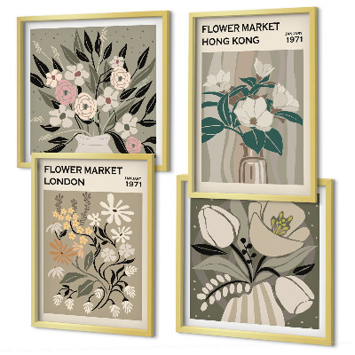 Multi-piece wall decor set Floral Illustrations London Hong Kong