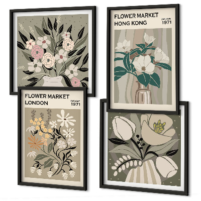 Multi-piece wall decor set Floral Illustrations London Hong Kong