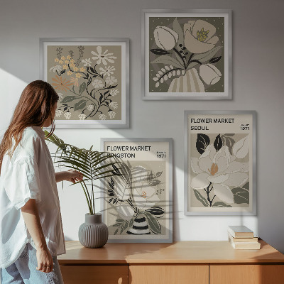 Wall art set Kingston Seoul retro flowers