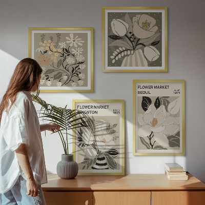 Wall art set Kingston Seoul retro flowers