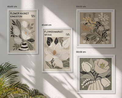 Wall art set Kingston Seoul retro flowers