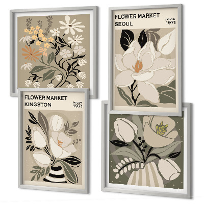 Wall art set Kingston Seoul retro flowers