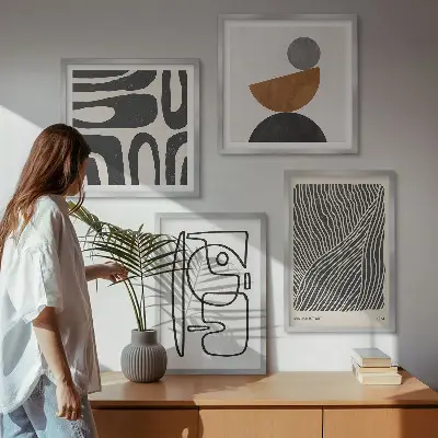 Set of 4 abstract line pattern wall art pieces set of 4 abstract line pattern wall art gallery prints