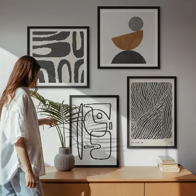 Set of 4 abstract line pattern wall art pieces set of 4 abstract line pattern wall art gallery prints