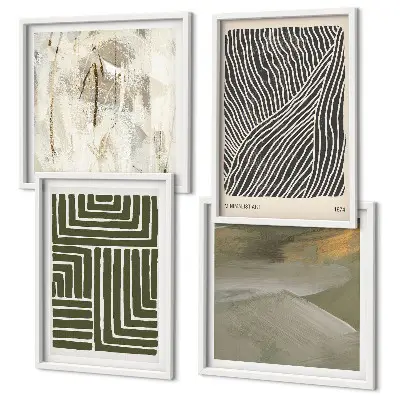 Multi-piece wall decor set Shape patterns in green