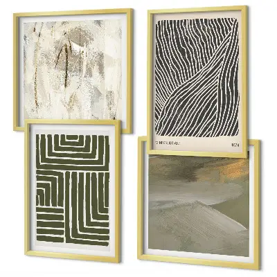 Multi-piece wall decor set with green shape patterns