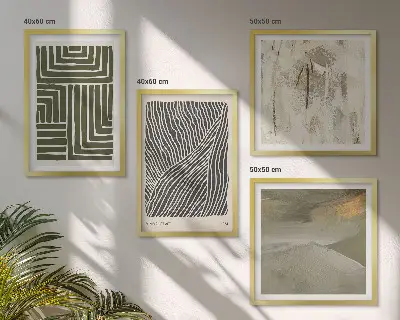 Multi-piece wall decor set Shape patterns in green