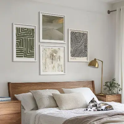 Multi-piece wall decor set Shape patterns in green