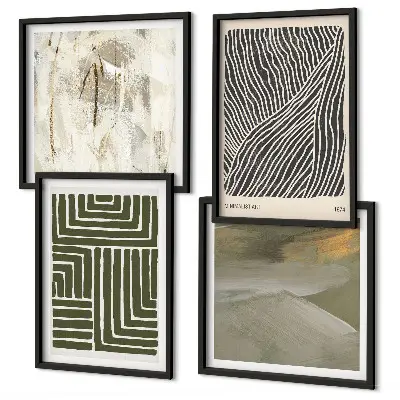 Multi-piece wall decor set Shape patterns in green