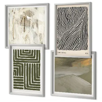 Multi-piece wall decor set with green shape patterns