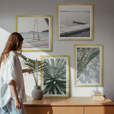 Wall art set Palm leaves swing bridge