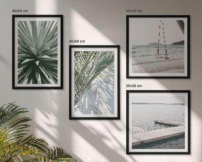 Wall art set Palm leaves swing bridge