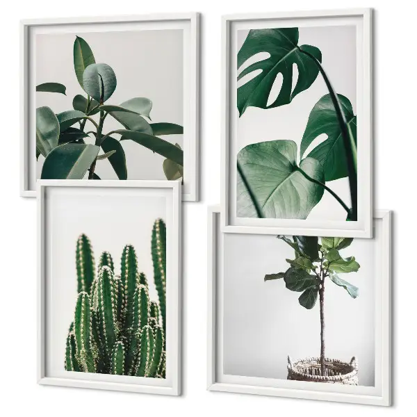 Tropical plant aesthetic wall art set set of 4 pieces