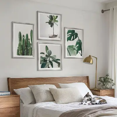 Tropical plant aesthetic wall art set set of 4 pieces