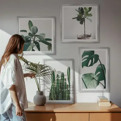 Tropical plant aesthetic wall art set set of 4 pieces