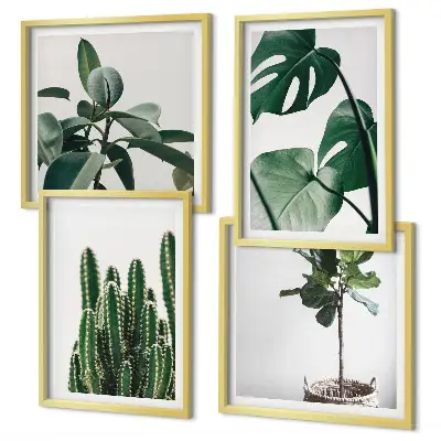 Tropical plant aesthetic wall art set set of 4 pieces