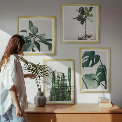 Tropical plant aesthetic wall art set set of 4 pieces