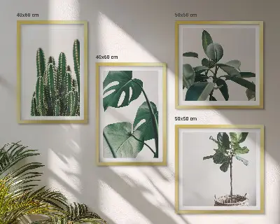 Tropical plant aesthetic wall art set set of 4 pieces