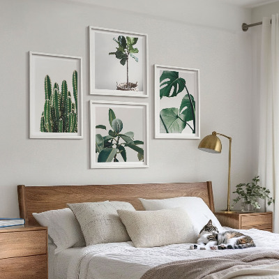 Set of 4 wall art pieces Tropical plants aesthetics