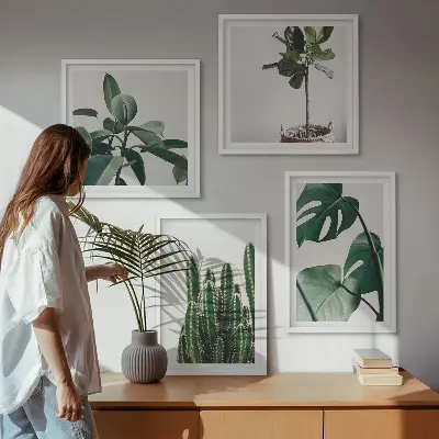 Tropical plant aesthetic wall art set set of 4 pieces