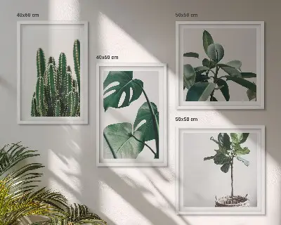 Tropical plant aesthetic wall art set set of 4 pieces