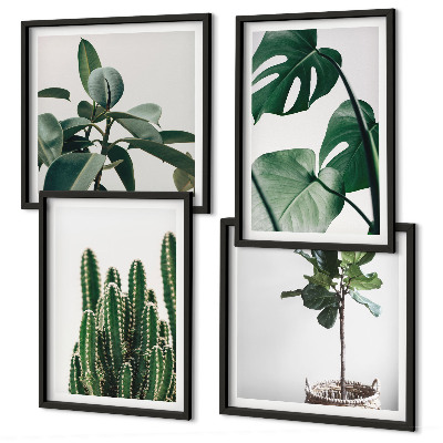Set of 4 wall art pieces Tropical plants aesthetics