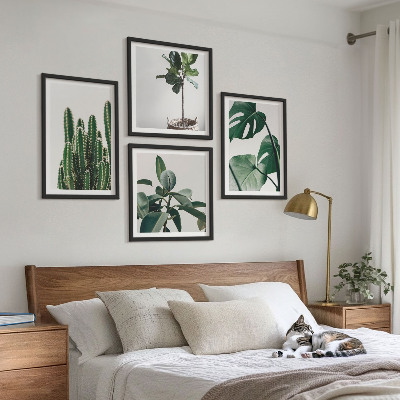 Set of 4 wall art pieces Tropical plants aesthetics