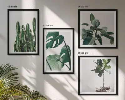 Tropical plant aesthetic wall art set set of 4 pieces