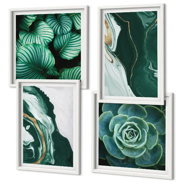 Abstract Succulent Leaf Wall Decor Set multi-piece art panels
