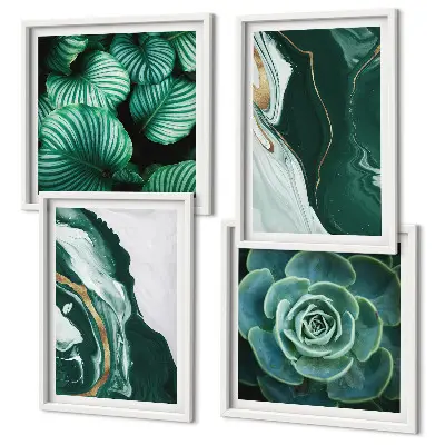 Abstract Succulent Leaf Wall Decor Set multi-piece art panels