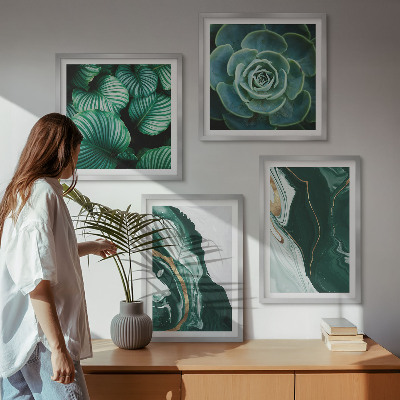 Multi-piece wall decor set Abstract Succulent Leaf Patterns