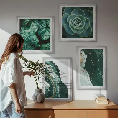 Abstract Succulent Leaf Wall Decor Set multi-piece art panels