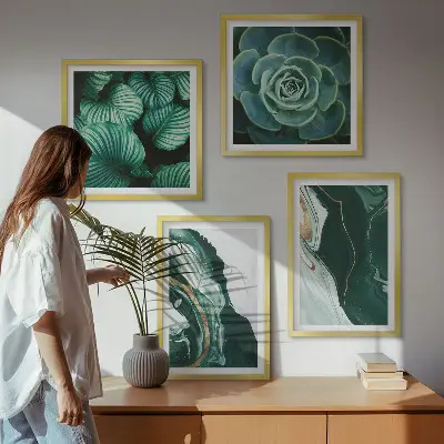 Abstract Succulent Leaf Wall Decor Set multi-piece art panels