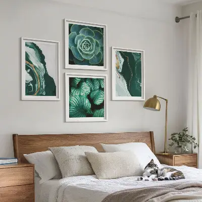 Abstract Succulent Leaf Wall Decor Set multi-piece art panels