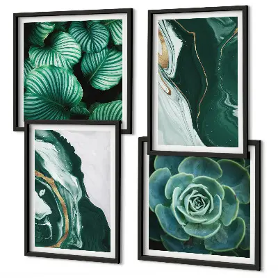 Abstract Succulent Leaf Wall Decor Set multi-piece art panels