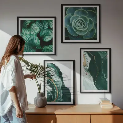 Abstract Succulent Leaf Wall Decor Set multi-piece art panels