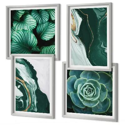 Abstract Succulent Leaf Wall Decor Set multi-piece art panels