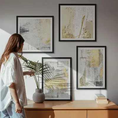 Wall art set with abstract minimalist patterns