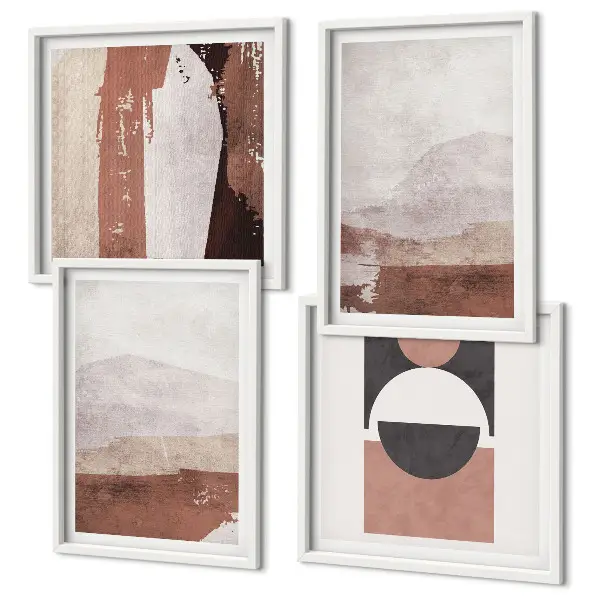 Abstract brown patterns wall art set set of 4 pieces