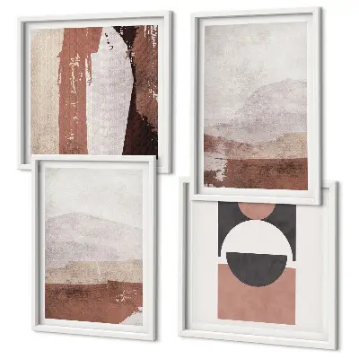 Abstract brown patterns wall art set set of 4 pieces