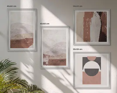 Abstract brown patterns wall art set set of 4 pieces