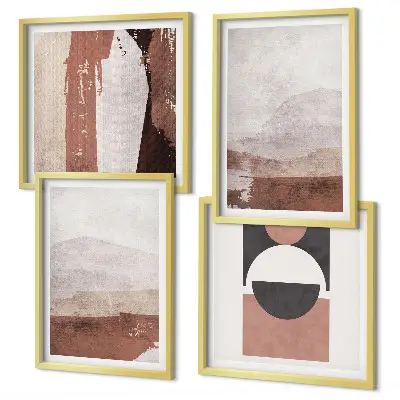 Abstract brown patterns wall art set set of 4 pieces