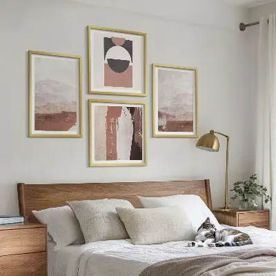 Abstract brown patterns wall art set set of 4 pieces